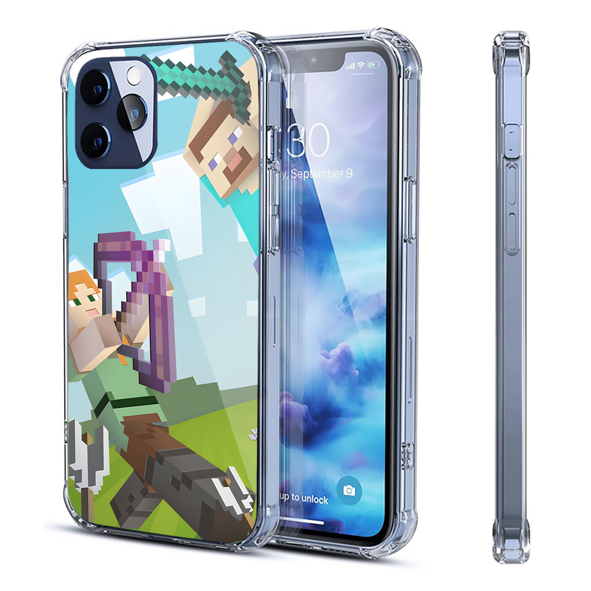 （画像用） マインクラフト ブロックの世界 Minecraft MC Block world 【iPhone 12シリーズ対応】透明スマホケース（クリアソフトケース）